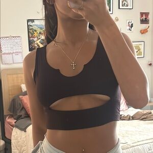 Black Cut-Out Women's Top